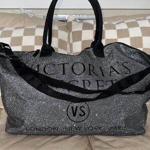 Victoria's Secret Silver Glitter Tote Bag